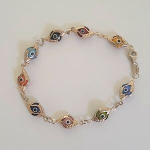 Sterling Silver evil eye bracelet new